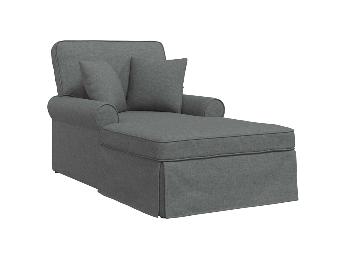 Maison Exclusive - Chaise Lounge Con Falda Con Cojín 3 Pcs Gris Oscuro Tela