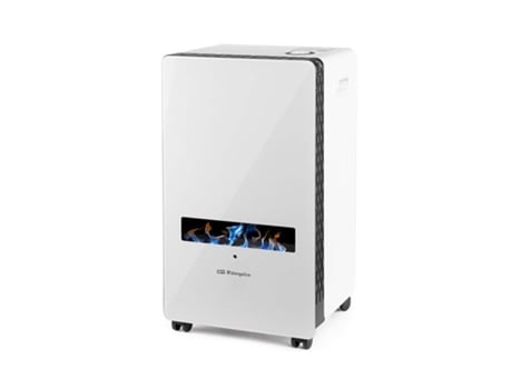 Estufa con Tecnología llama azul ORBEGOZO, frontal de cristal templado, apta para Gas butano y/o propano Clase energética A.