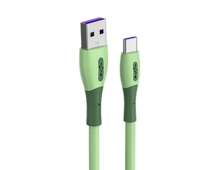 Cable de carga de 1,2 m Anti-bobinado 3A Carga rápida Silicona para Android/Tipo-C/para iOS Cable USB de datos para oficina-Enchufe verde para Tipo-C