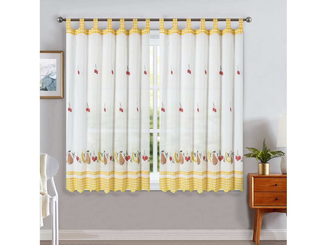 Cortinas de Cocina con Estampado Bordado - Individual