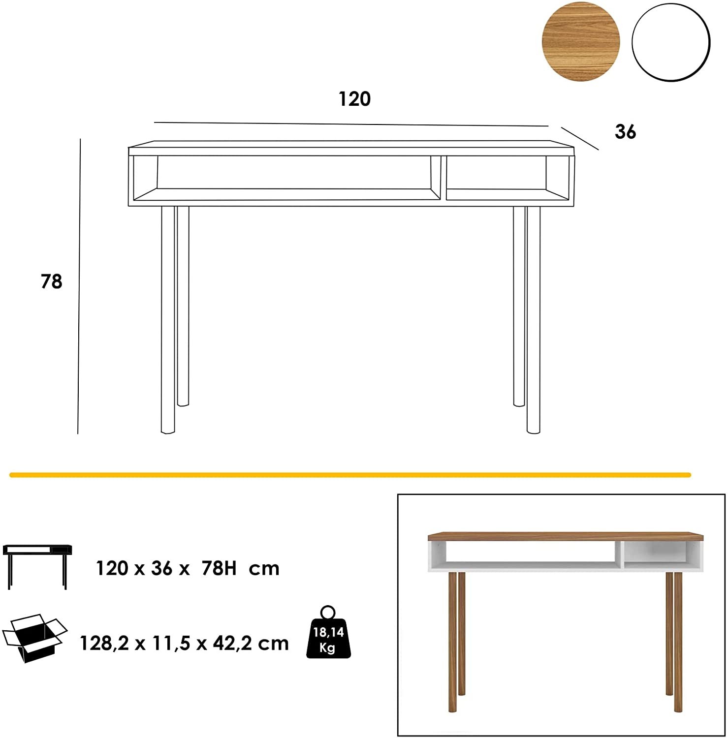 Consola Roble Prica MOMMA HOME (Blanco - Aglomerado -120x78x36 cm)