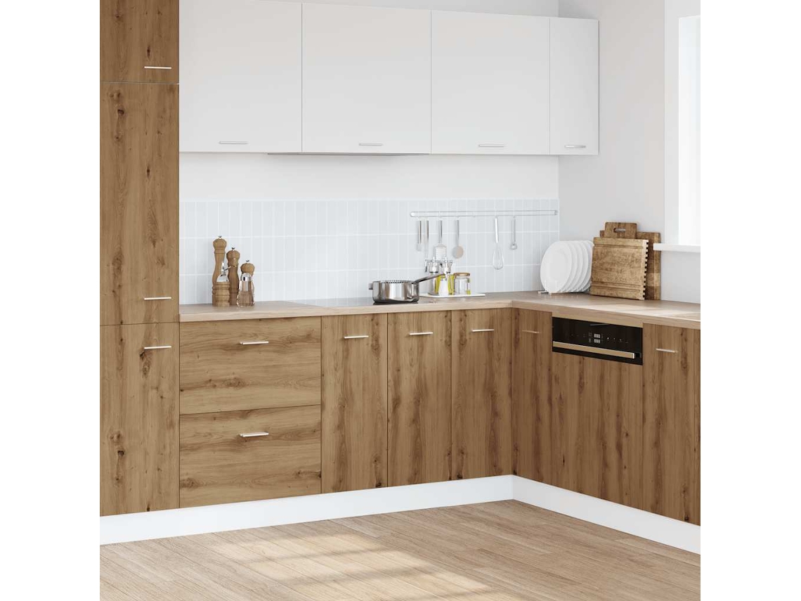 Mueble De Cocina | Armario Bajo "lyon" Roble Artesano 60x46x81,5 Cm Madera De Ingeniería
