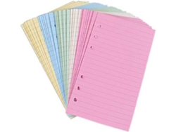 Juego de 3 hojas de papel A6 de color, rayadas y perforadas para rellenar cuadernos o agendas.