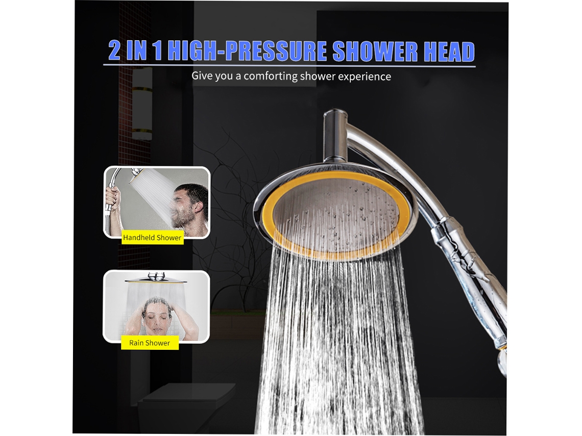 Cabezal De Ducha De Lluvia De Mano De Alta Presión, 6 Pulgadas G1/2, Rotación De 360° Con Boquillas Antiobstrucción.