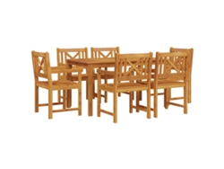 Conjunto de comedor de jardín vidaXL de 7 piezas de madera maciza de acacia