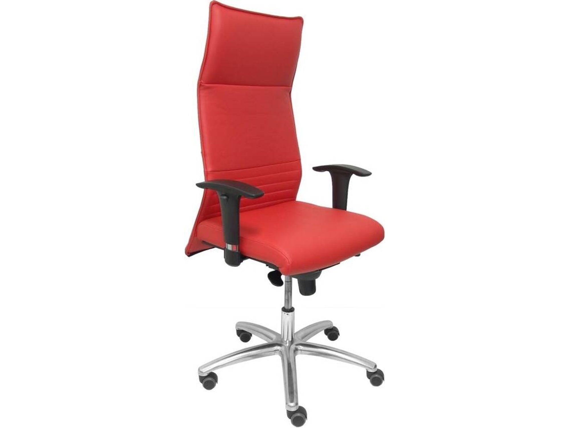 Silla de Escritorio Ejecutiva PYC Albacete Rojo con ruedas antiarañazos (Brazos Ajustables - Piel sintética)