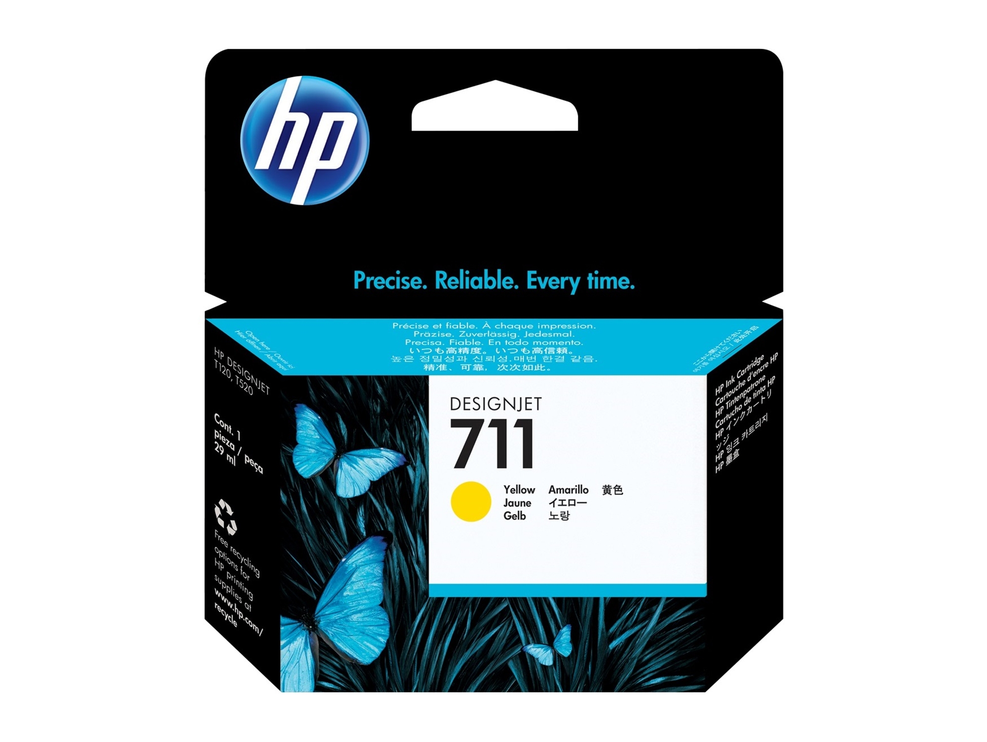 Cartucho de Tinta Original HP 711 de 29 ML CZ132A Amarillo  para DesignJet T120 ePrinter, T520 ePrinter