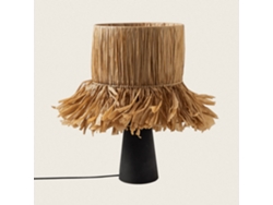 Lámpara De Mesa Cerámica Y Rafia Bajawa Preto