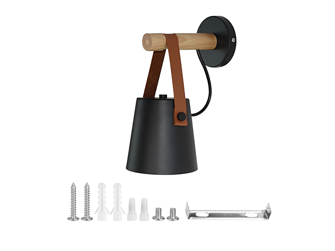 Lámpara de pared LED de madera 2026 para uso interior, 110-240V, para dormitorio, sala de estar, pasillo, color negro.
