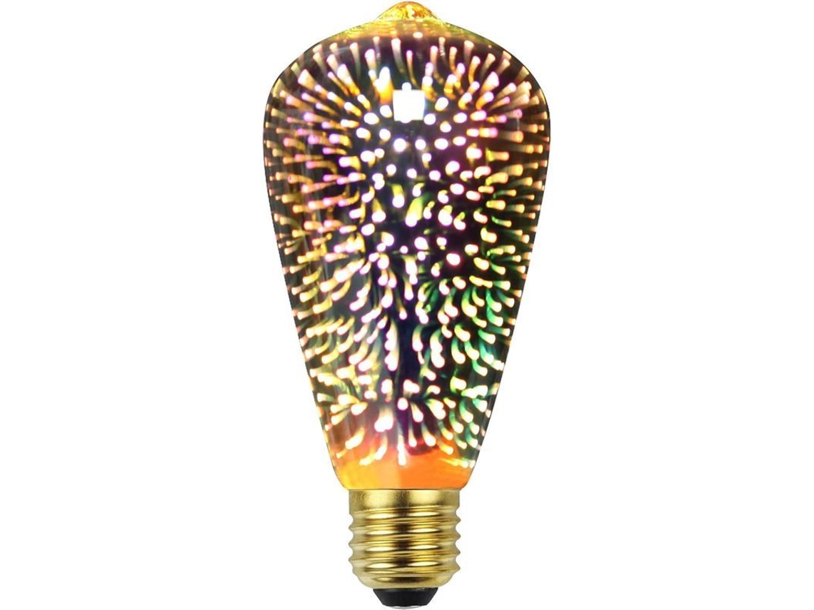 Bombilla Led Edison 3d Con Efecto Fuegos Artificiales, 4w, 220-240v, E27 St64, Decoración Navideña clase Energética G