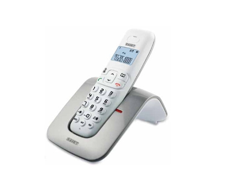 SLIDE Teléfono DECT Identificador de llamadas Plata, Blanco SAIET