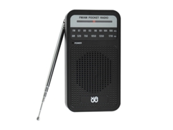 Radio portátil AM FM con altavoz, entrada para auriculares, 2 pilas AA, color negro