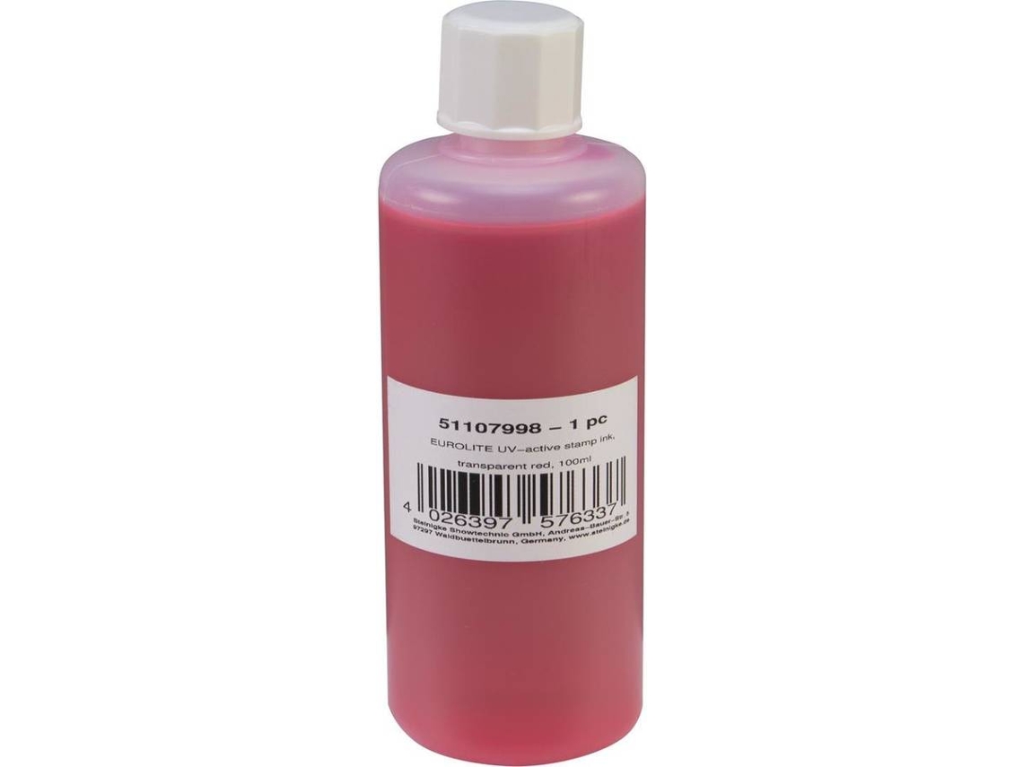 Tinta de Sellos EUROLITE Uv Active Stamp Ink, Transparente Rojo, 100 ml