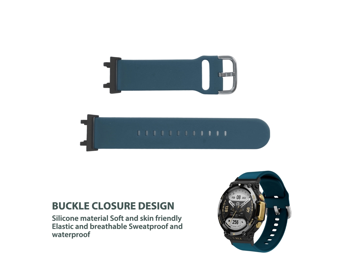Correa De Silicona Ajustable Para El Reloj Inteligente Amazfit T Rex 2, Azul Oscuro.