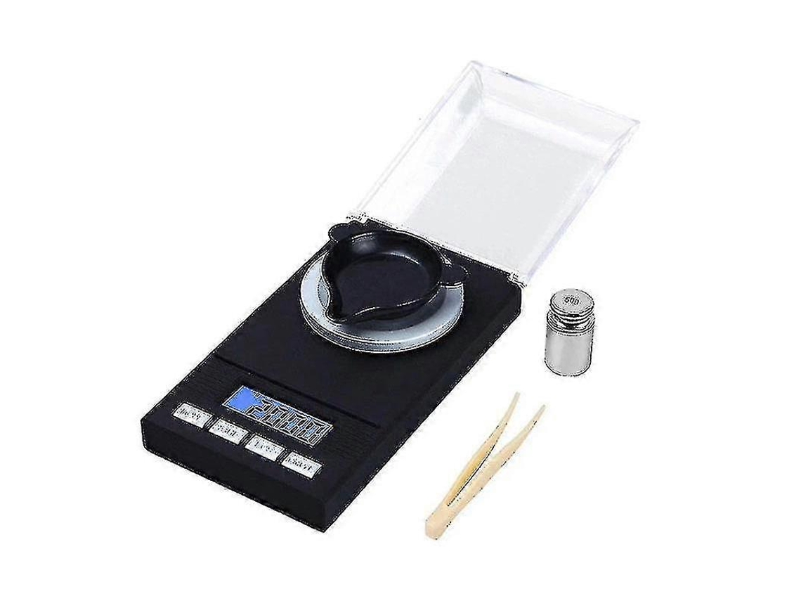 Balanza Digital Mini Portátil Precisa 0.001g-50g Con Peso De Calibración Y Pinzas Pantalla Lcd Multifunción Verde