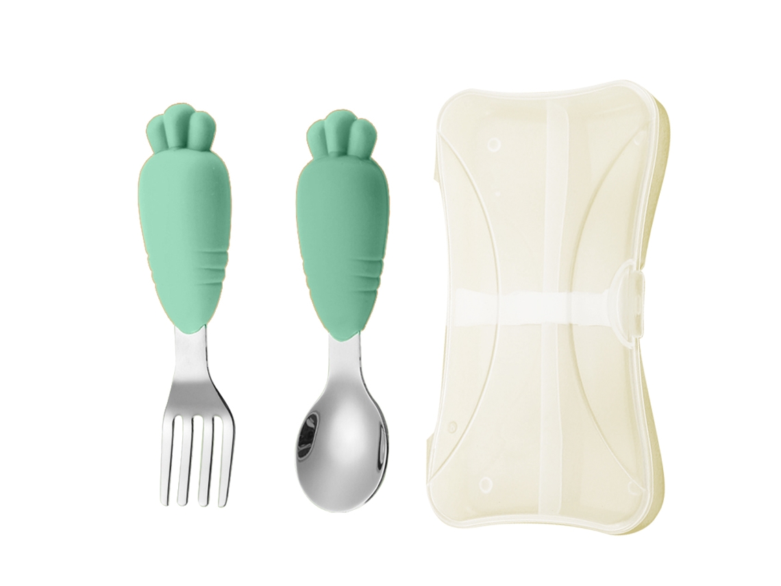 Utensilios infantiles - Cucharas y tenedores de acero inoxidable para autoalimentación NEVEANCE