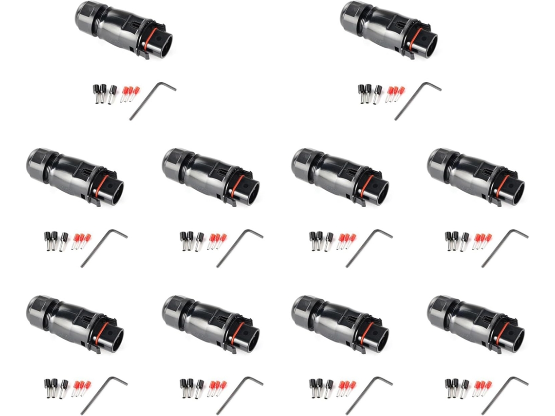 10 Conectores Impermeables Ip68 De 4000 V Y 40 A Para Paneles Solares Fotovoltaicos, Ideales Para Kits De Protección.