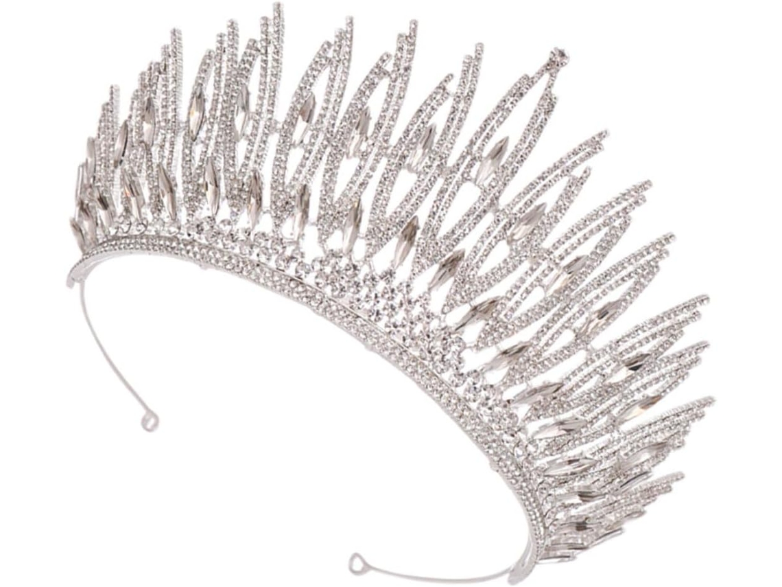 Coroa De Noiva Barroca Prateada, Tiara De Fada, Leve E Resistente Ao Desbotamento.
