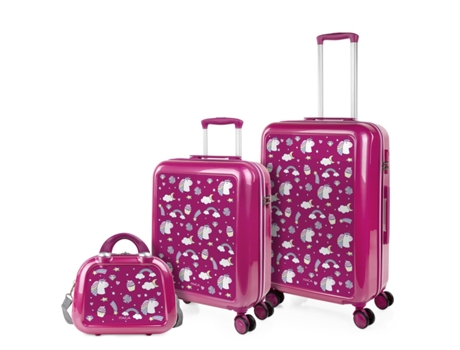 Juego De Maletas Pc ITACA Personalizado Base Fucsia fucsia-unicornios (44X65x25 Cm - 63L)