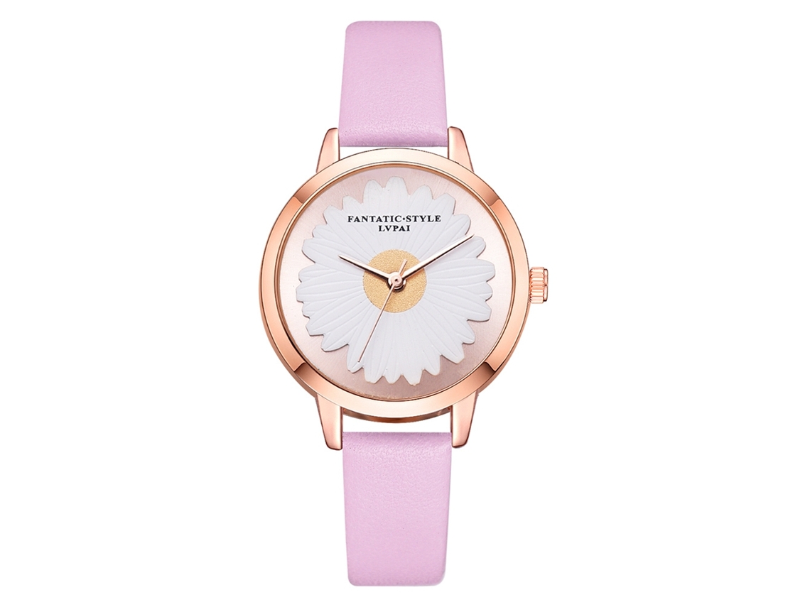 Reloj De Pulsera De Cuarzo Informal Para Mujer Lvpai, Sencillo Y Elegante, Con Correa De Pu Rosa.
