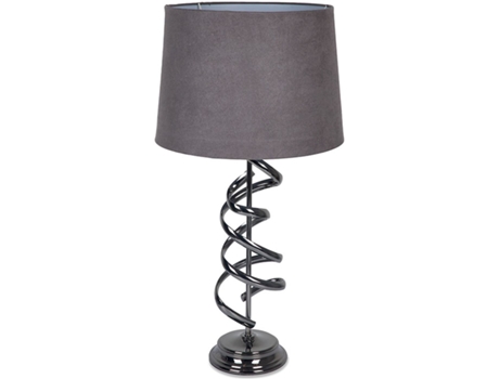 Lampara sobremesa de espiral de metal en color gris oscuro con tulipa gris twist PRESUME DE CASA