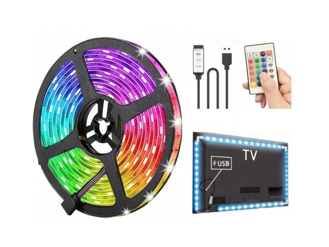 Tira De Led Rgb De 2 M, Para Iluminación De Tv Con Mando A Distancia Y Usb.