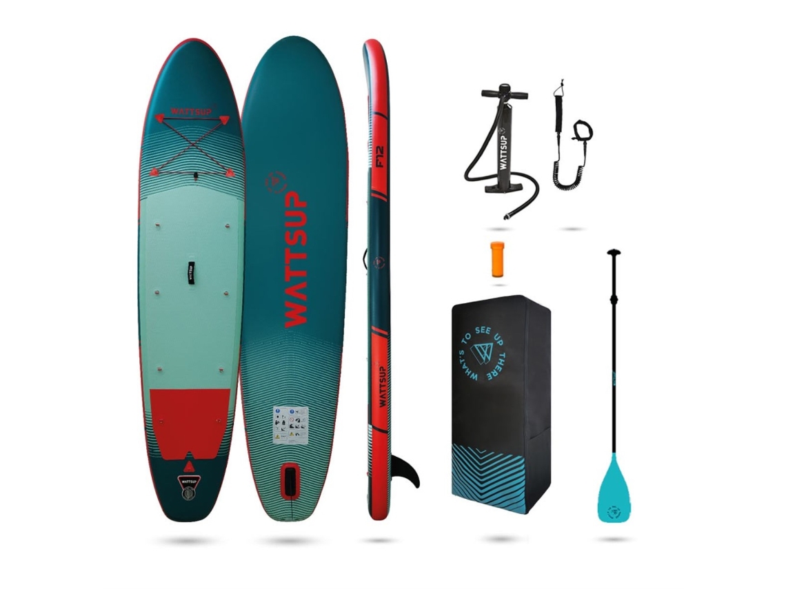 Tabla de SUP inflable Wattsup F12 de 12 pies - 366 x 84 x 15 cm - Dropstitch - Incluye remo, correa, bomba y bolsa de transporte