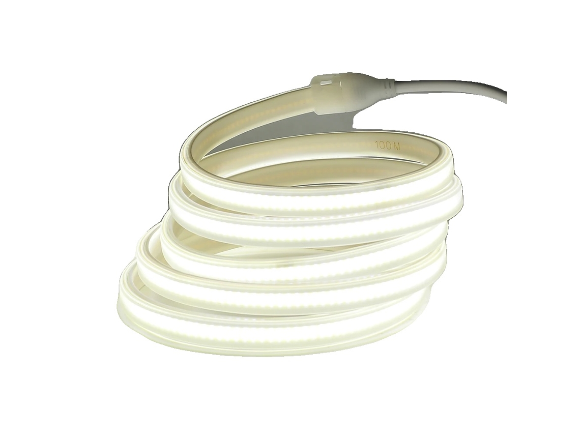 Tira de luces LED de alto brillo, diseño impermeable, luz blanca fría de 6000 K, enchufe europeo de 220 V, 10 m