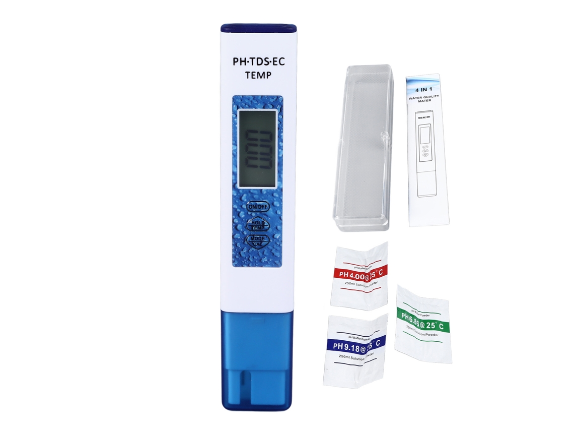 Medidor de qualidade da água 4 em 1 ph tds ec temp test meter com sonda de titânio para aquários S/MARCA