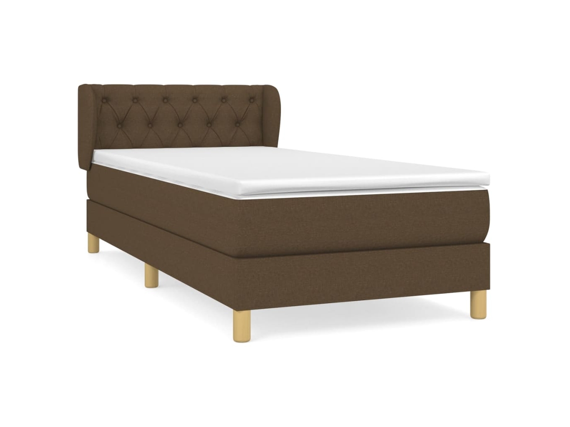 Maison Exclusive - Cama Box Spring Con Colchón Tela Marrón Oscuro 80x200 Cm