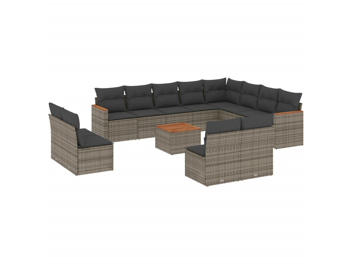 Maison Exclusive - Set Sofás De Jardín Con Cojines 13 Piezas Ratán Sintético Gris