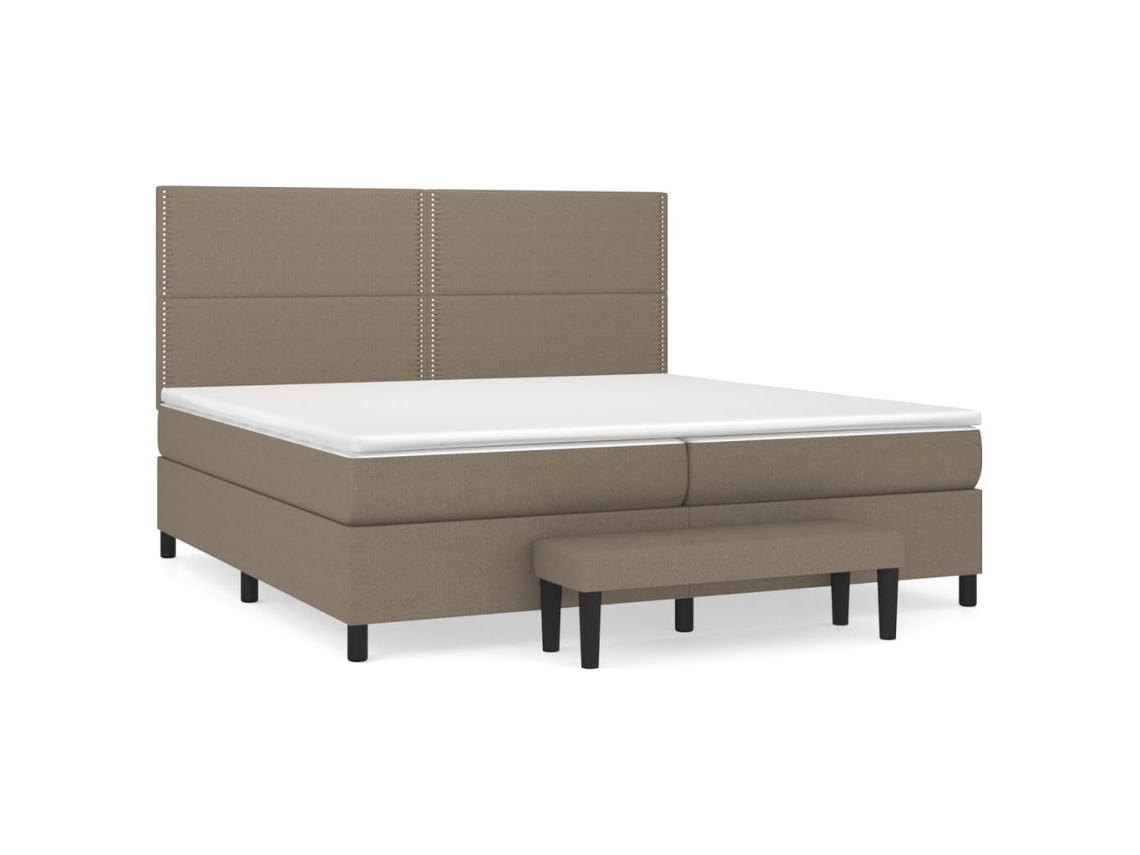 Maison Exclusive - Cama Box Spring Con Colchón Tela Gris Taupe 200x200 Cm