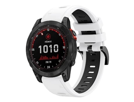 Correa De Reloj Inteligente Para Garmin Fenix 7 Solar 22 Mm Correa De Reloj De Silicona Deportiva Bicolor Blanco-Negro VENISYMLIS
