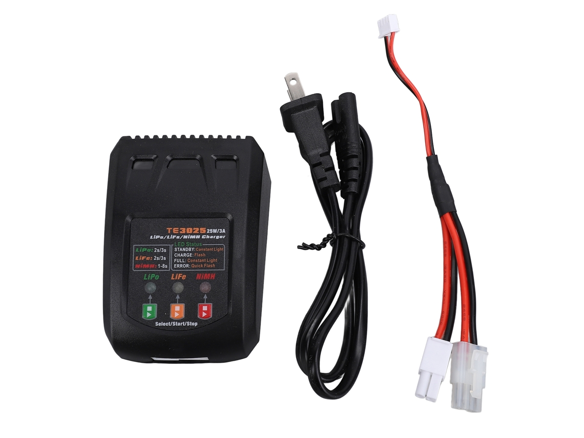 Carregador inteligente de baterias de polímero de lítio 2S-8S 25W para carros e aeronaves RC com plugue americano