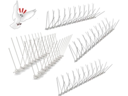 Repelente de aves reflectante, con púas de acero inoxidable de amplia cobertura, fácil instalación para proteger balcones, techos y aleros de las aves.