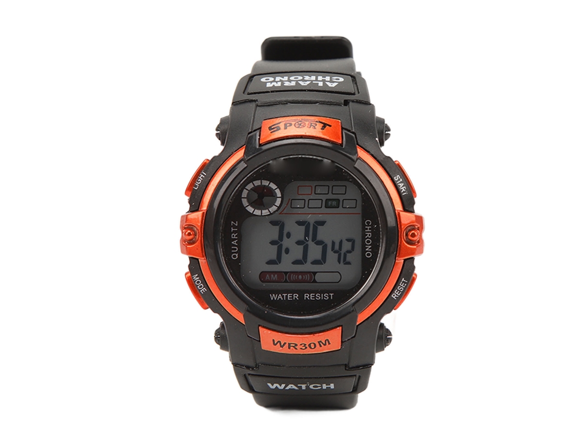 Reloj Deportivo Digital Lcd Naranja Para Hombre Con Luz Nocturna Para Actividades Al Aire Libre.