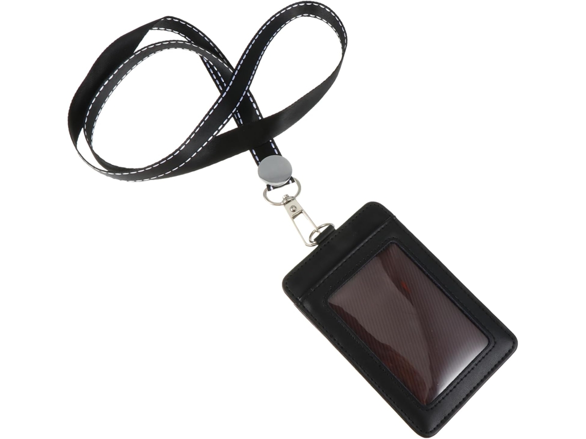 Porta credenciales de cuero de doble cara con cordón, tarjetero, resistente a la intemperie.