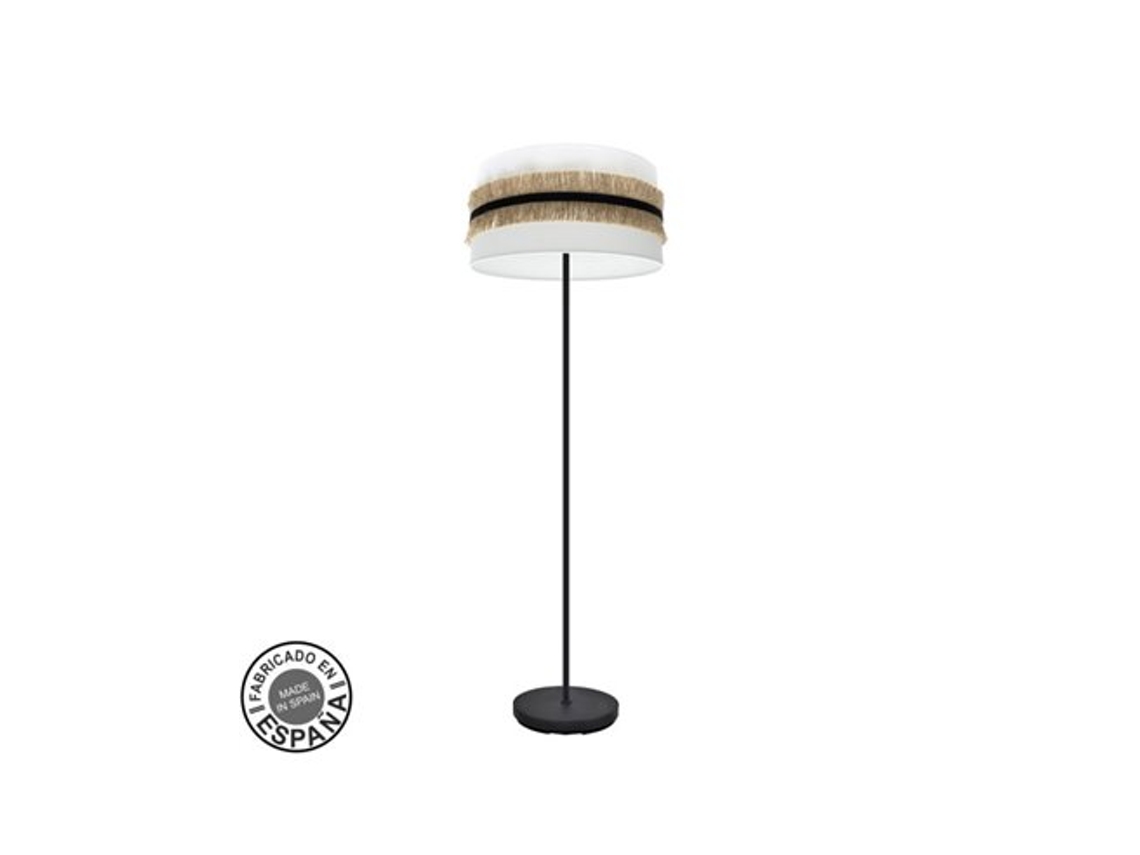 Pie De Salón 1xe27 Negro Blanco Yute 166x40x40cm Angola