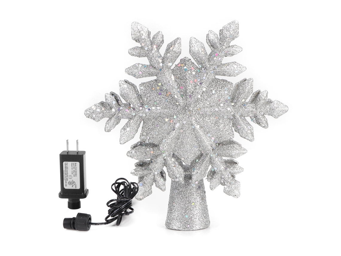 Proyector LED de copos de nieve giratorios para la punta del árbol de Navidad