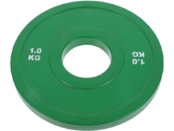 Disco de goma verde de 1 kg de peso, para entrenamiento de fuerza, uso doméstico y deportivo.