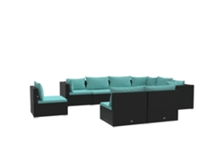 vidaXL Set de muebles de jardín 9 pzas y cojines ratán sintético negro
