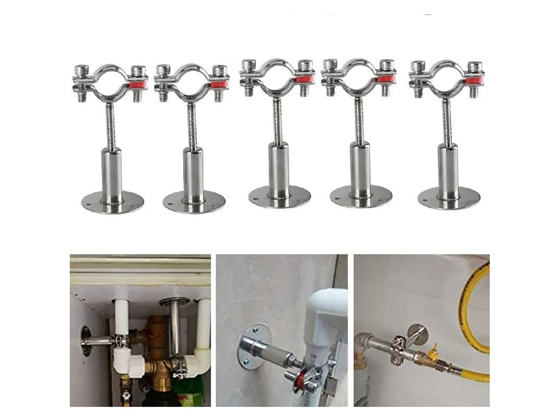 Soportes ajustables para tuberías de acero inoxidable 304, para montaje en pared, para diámetros de 32-34 mm y alturas de 50-100 mm (sin marca).