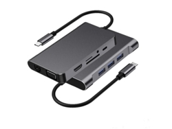 Adaptador HDMI a concentrador USB C Estación de acoplamiento Adaptador multipuerto concentrador USB C 10 en 1 con Gigabit Ethernet Vga Hdmi 3 USB Yizhood
