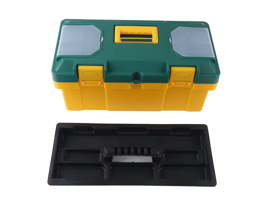 Caja De Herramientas Portátil Para Coche Con Estante Extraíble, Color Amarillo Verdoso, 45 X 23 X 20 Cm (19 Pulgadas)