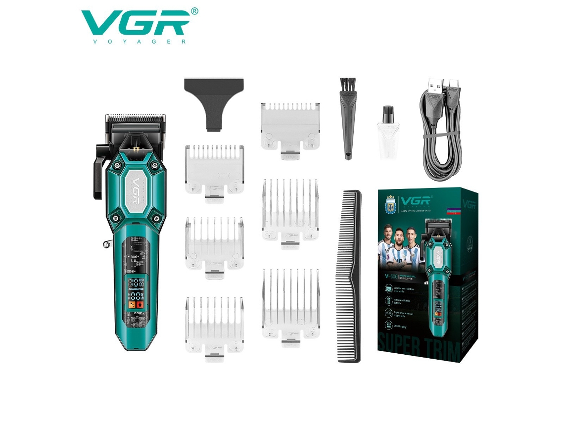 Cortapelos eléctrico con pantalla LCD, ideal para cabello graso, MDUG (verde)