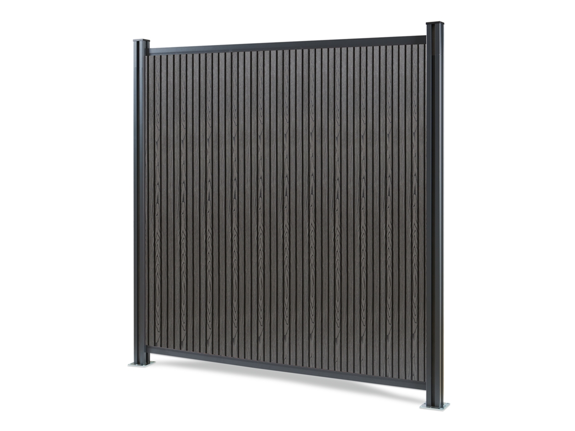 Valla Jardin Exterior Grassano Con 1 Poste Aluminio Wpc 185x180cm - Gris Neu.holz