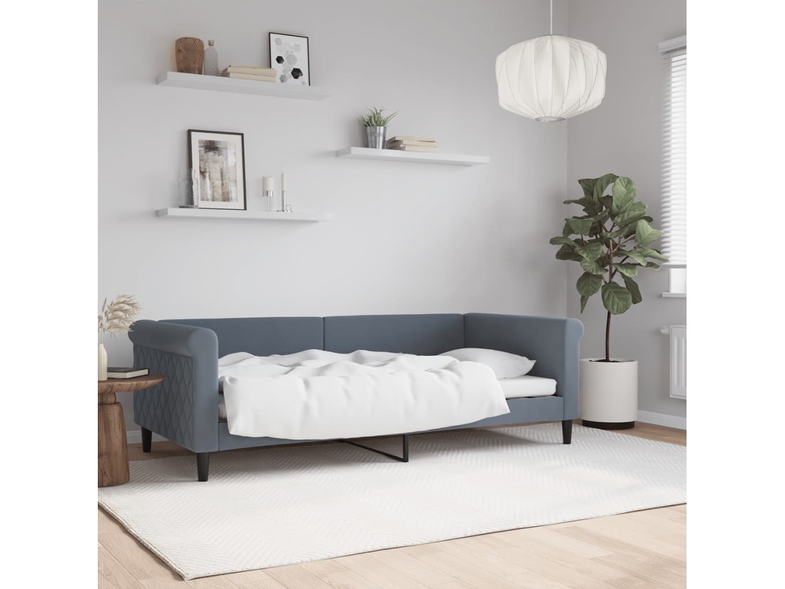 Sofá Cama Terciopelo Gris Oscuro 90x190 Cm