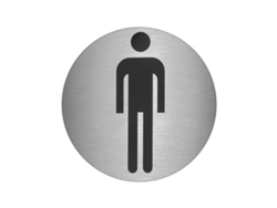 Placa adhesiva baño hombre acero inoxidable ø 7 cm.
