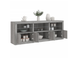 Aparador Con Luces Led Gris Sonoma 181,5x37x67 Cm