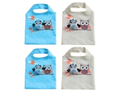 Bolsa de compras plegable y reutilizable con forma de búho, colores surtidos, 57 x 37 cm, para mujeres y niñas, paquete de 4. GOKOCO